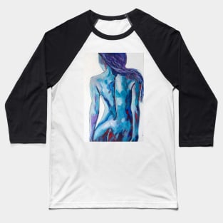 Abstract Nude in Teals and Blues Baseball T-Shirt